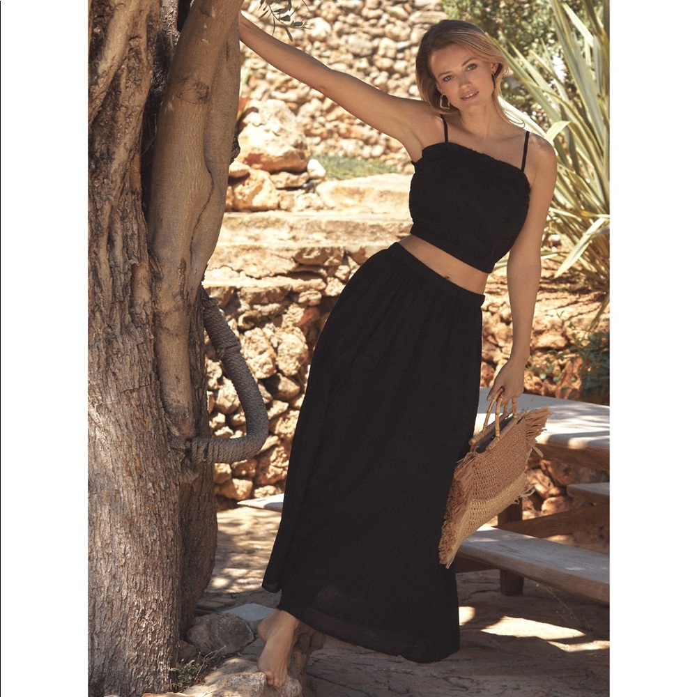 Anthropologie Velvet by Graham and Spencer 2 Piece Michie Dress🖤 crop maxi NWT